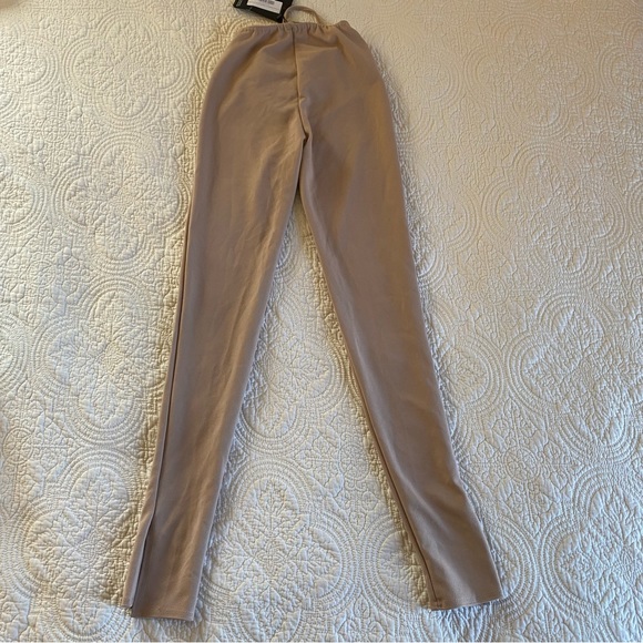 Pretty Little Thing Stone Grepe Ruched Waist Line Split Hem Trouser size 0 - Picture 3 of 7